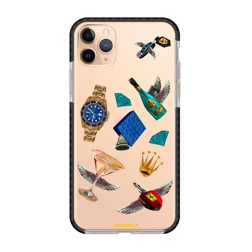 Чохол для iPhone 11 Pro Ferrari porsche rolex Transparent black gold — INCADE