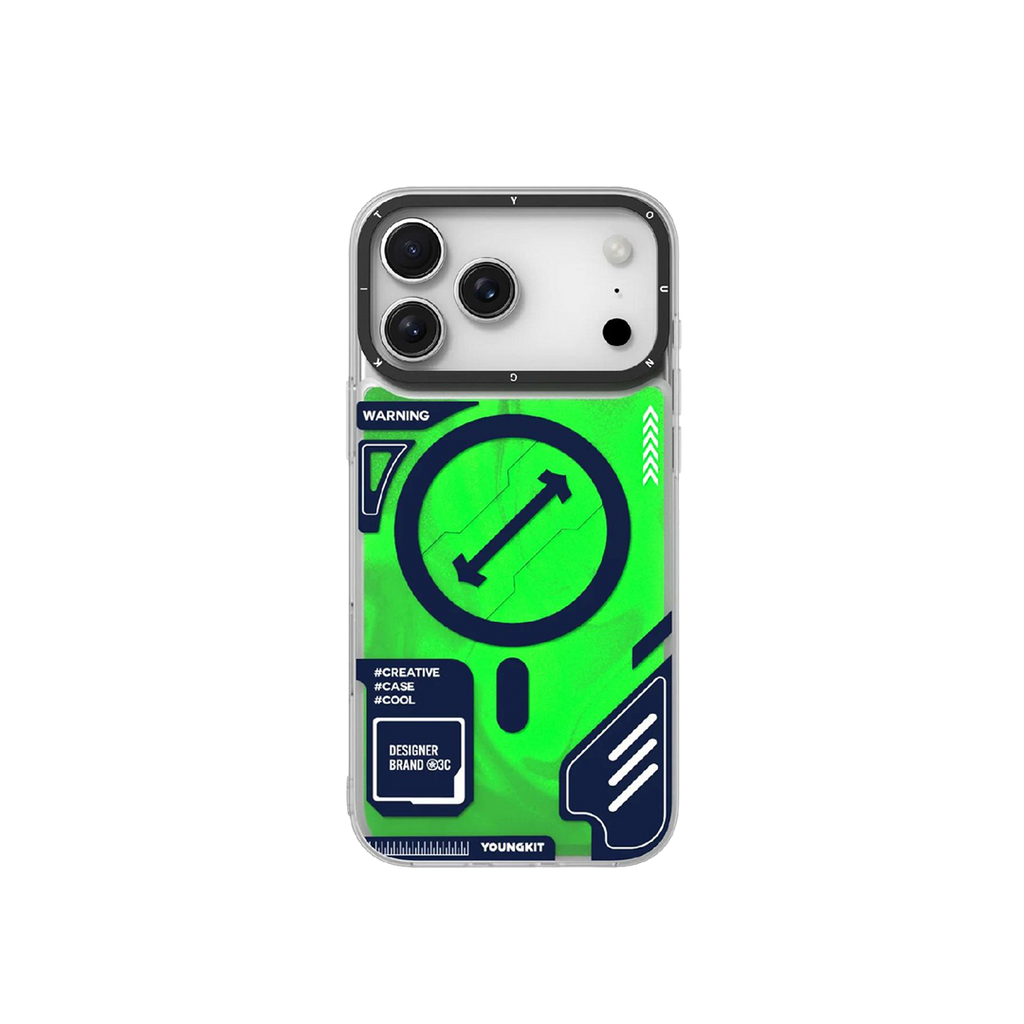 Чохол YoungKit Cyberpunk Luminous Case with Magnetic Ring | 17 Pro |Neon Green