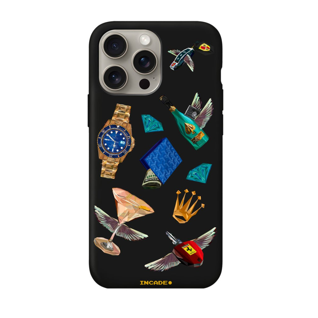 Чохол для iPhone 15 Pro з дизайном Ferrari, Porsche, Rolex, захищає камеру та екран.