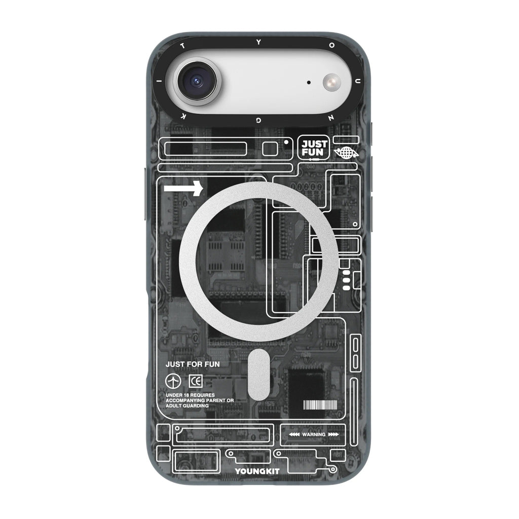 iPhone 17 Air Чохол YoungKit Futuristic Circuit Board with Magnetic Ring | Black