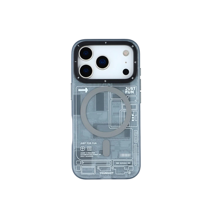 iPhone 17 Air Чохол YoungKit Futuristic Circuit Board with Magnetic Ring | Gray