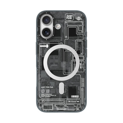 iPhone 17 Чохол YoungKit Futuristic Circuit Board with Magnetic Ring | Black