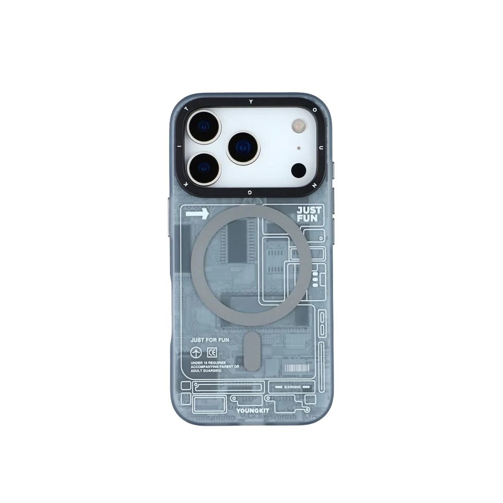 iPhone 17 Чохол YoungKit Futuristic Circuit Board with Magnetic Ring | Gray