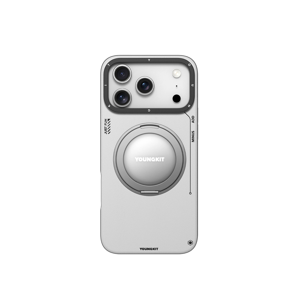 iPhone 17 Pro Чохол Leather Case with Magnetic Ring + Magnetic Stand 360° | White