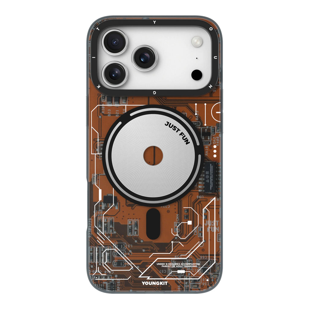 iPhone 17 Pro Чохол YoungKit Futuristic Circuit Board with Magnetic Ring | Orange