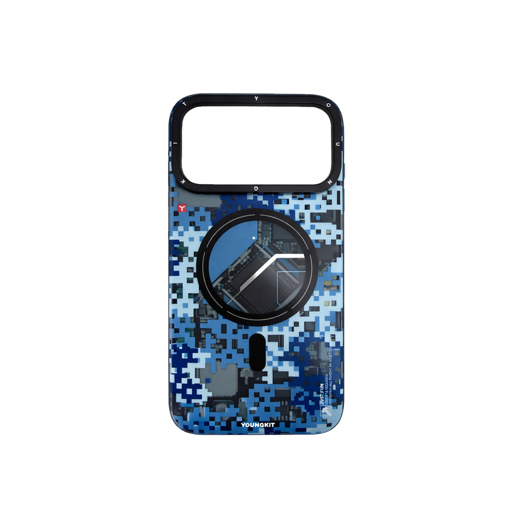 iPhone 17 Pro Max Чохол YoungKit Camouflage with Magnetic Ring | Blue Camo