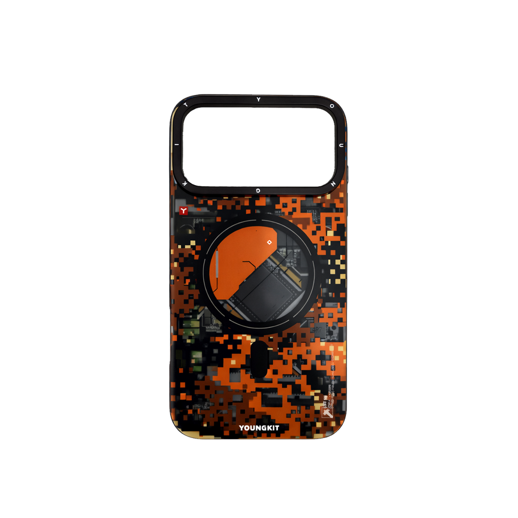iPhone 17 Pro Max Чохол YoungKit Camouflage with Magnetic Ring | Orange Camo