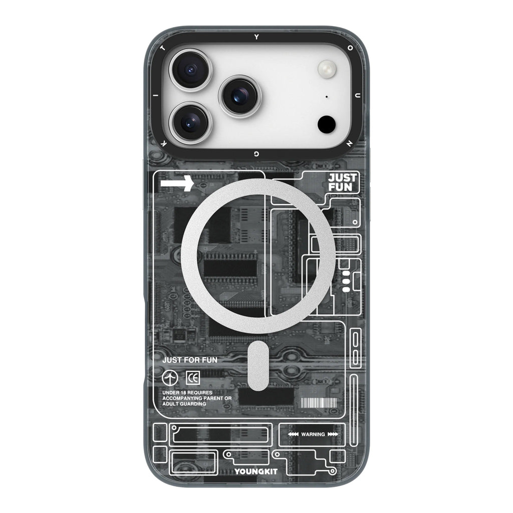 iPhone 17 Pro Max Чохол YoungKit Futuristic Circuit Board with Magnetic Ring | Black