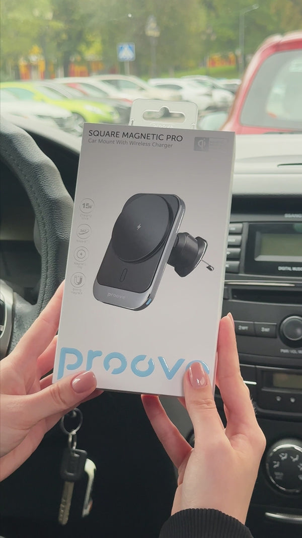 Автомобільний тримач з Бездротовим ЗП Proove Square Magnetic Pro 15W