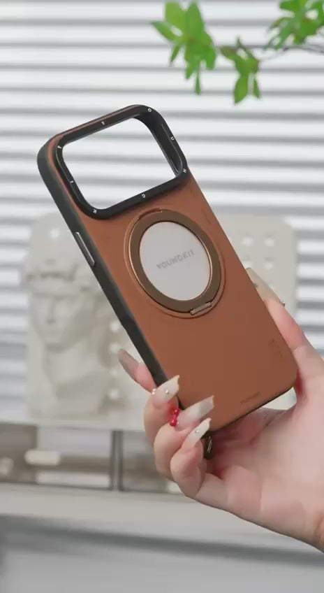 Чохол Leather Case with Magnetic Ring + Magnetic Stand 360° | Brown